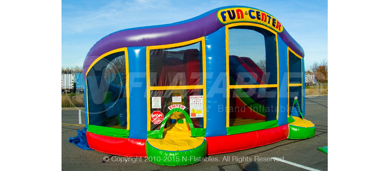 Side view of the Wacky Fun Center™ commercial grade Kid Combo inflatable. 
