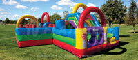 Quarter view of the Wacky Kiddie Korner™ commercial-grade inflatable playground. 