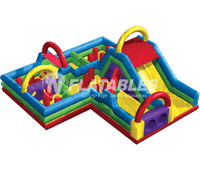 Wacky Kiddie Korner™ inflatable playground on white background. 