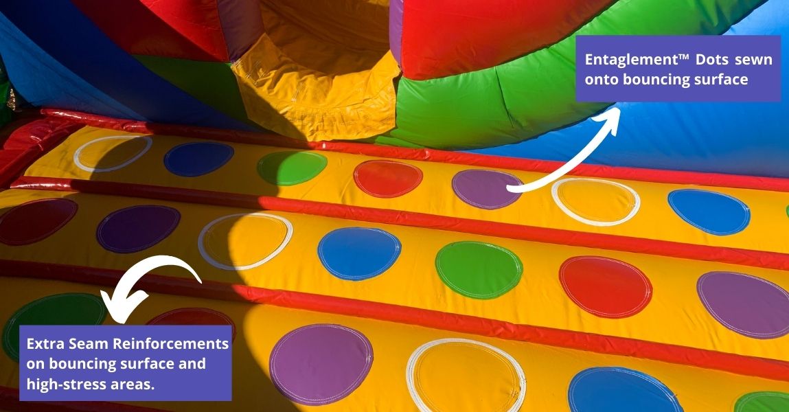 Inside view of Wacky KidZone XL™  Combo bouncing surface with entanglement dots