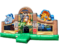 Zoo Playland™ commercial grade zoo themed inflatable playground for little kids on a white background. 